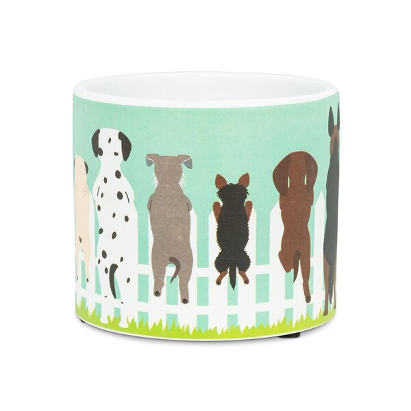 Cama 4.5 in. Dogs on Fence Planter, Turquoise - Small CA2458257 - main
